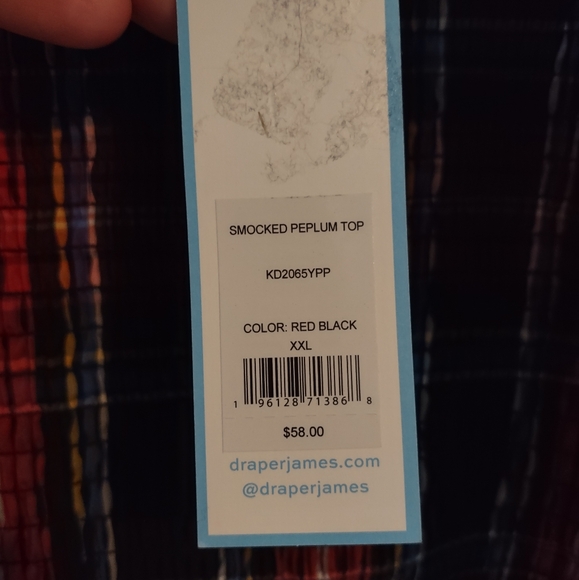 Draper James RSVP Plaid Smocked Peplum Top - Picture 3 of 14